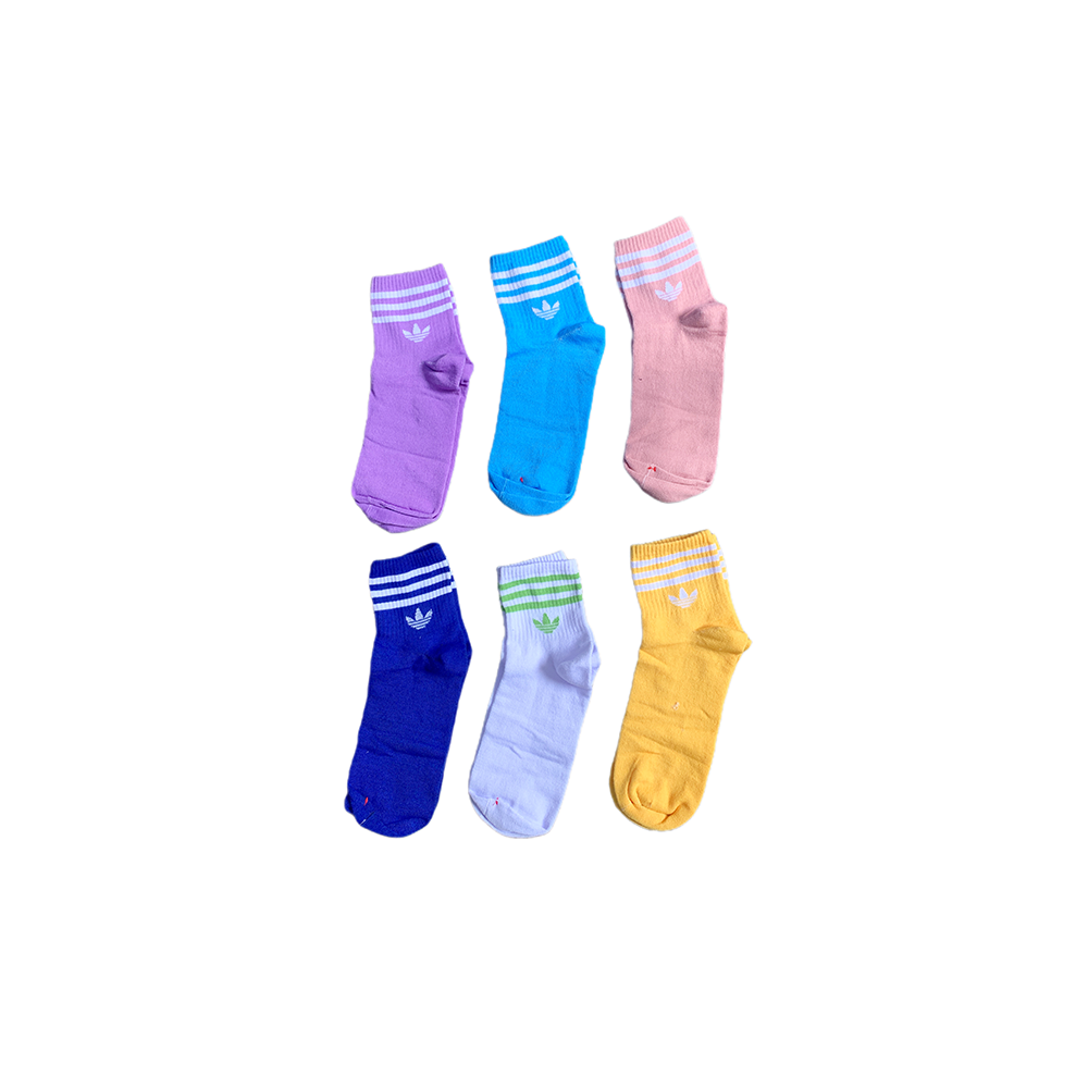 Colored Adidas Socks Collection (6 Socks)