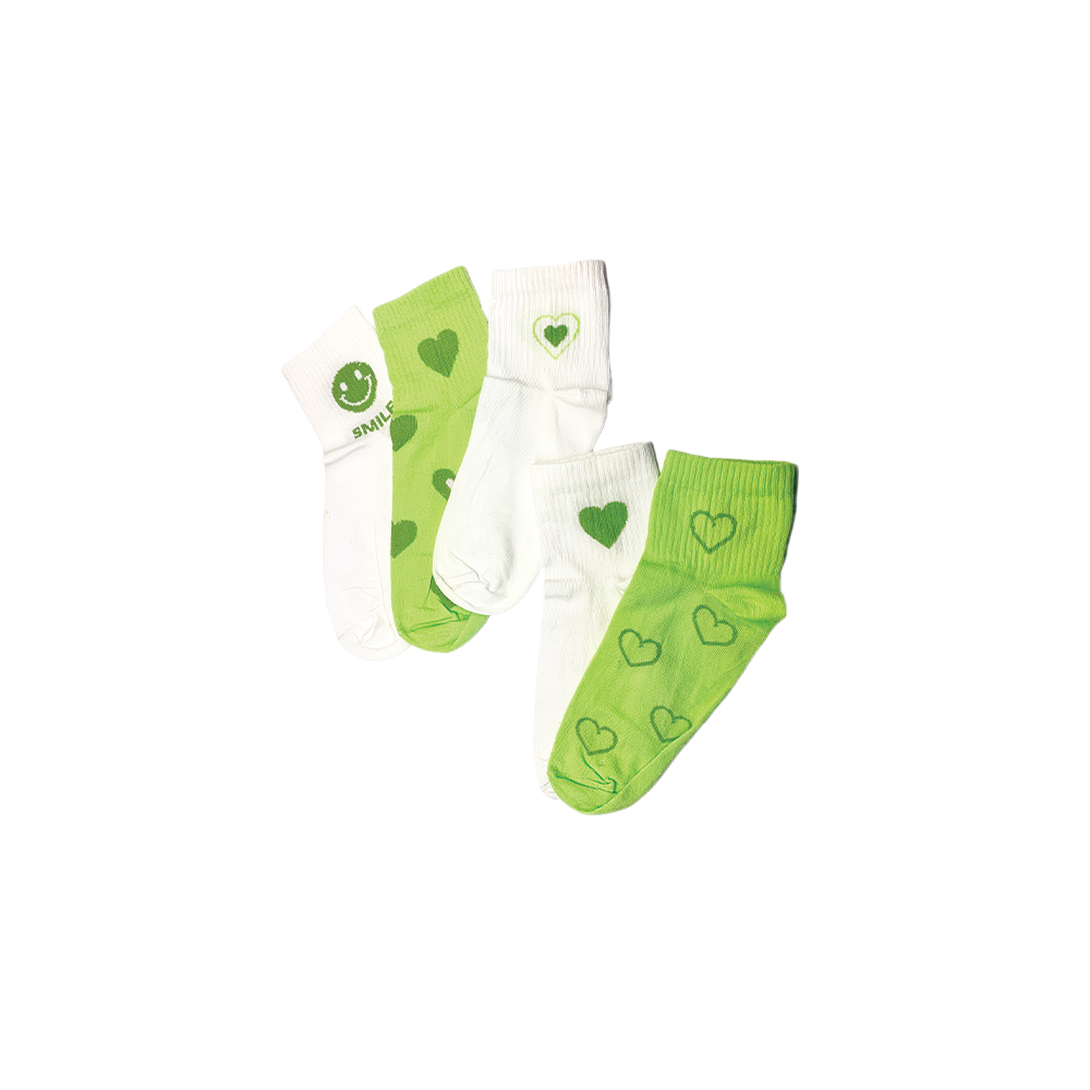 Green Heart Collection (5 Socks)